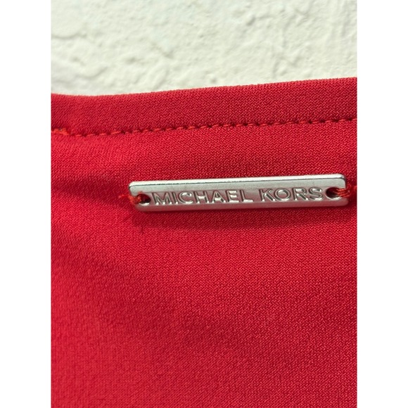 Michael Kors Women Top XL Red Currant Embellished Neck Short Sleeve Blouse NWT - Picture 5 of 5